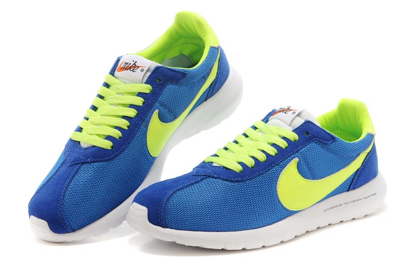 nike roshe run 2015 bleu cuir de maille olympique chaussures jaunes (3)